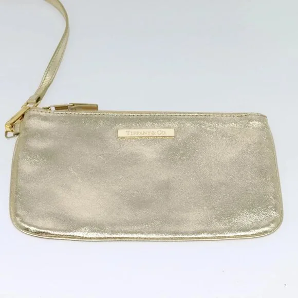 TIFFANY&Co. Reversible Tote Bag Leather Suede Gold Tone Auth 105966